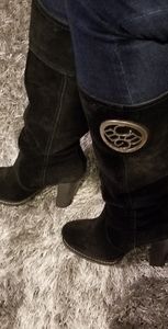 Vintage Construction Inspired BCBG GEN SUEDE BOOTS